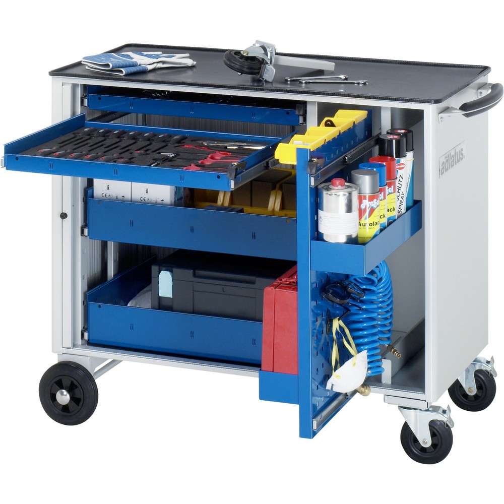Product afbeelding: Gereedschapswagen RAU serie adlatus, hxbxd 890 x 1.025 x 520 mm, 4 lades 2 x 40, 1 x 105, 1 x 130 mm, metalen werkblad