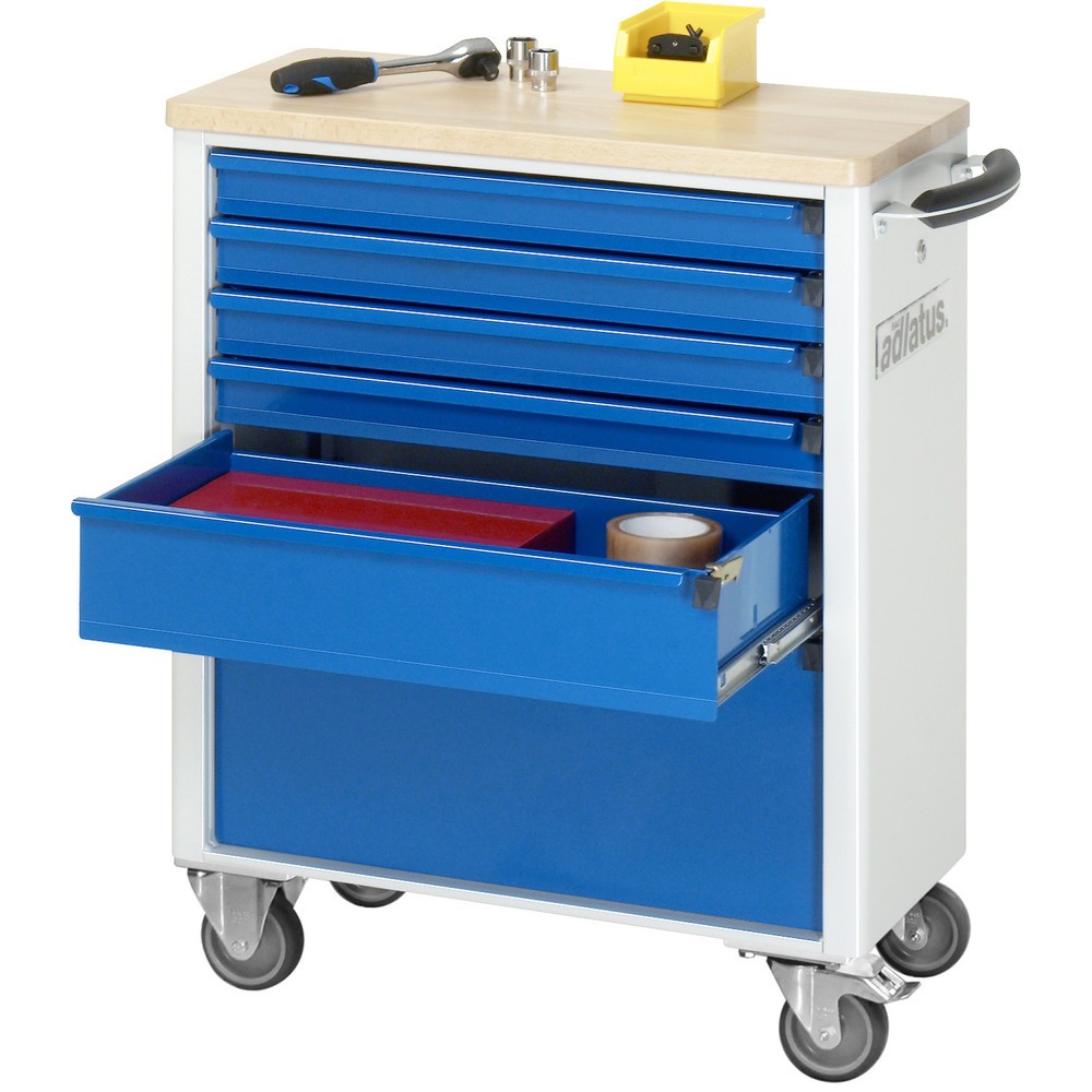 Product afbeelding: Gereedschapswagen RAU serie adlatus 700, hxbxd 860 x 700 x 350 mm, 6 lades 4 x 65, 1 x 130, 1 x 260 mm, beuken werkblad