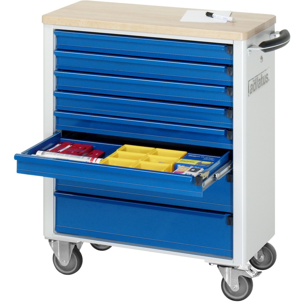 Product afbeelding: Gereedschapswagen RAU serie adlatus 700, hxbxd 860 x 700 x 350 mm, 8 lades 6 x 65, 2 x 130 mm, beuken werkblad