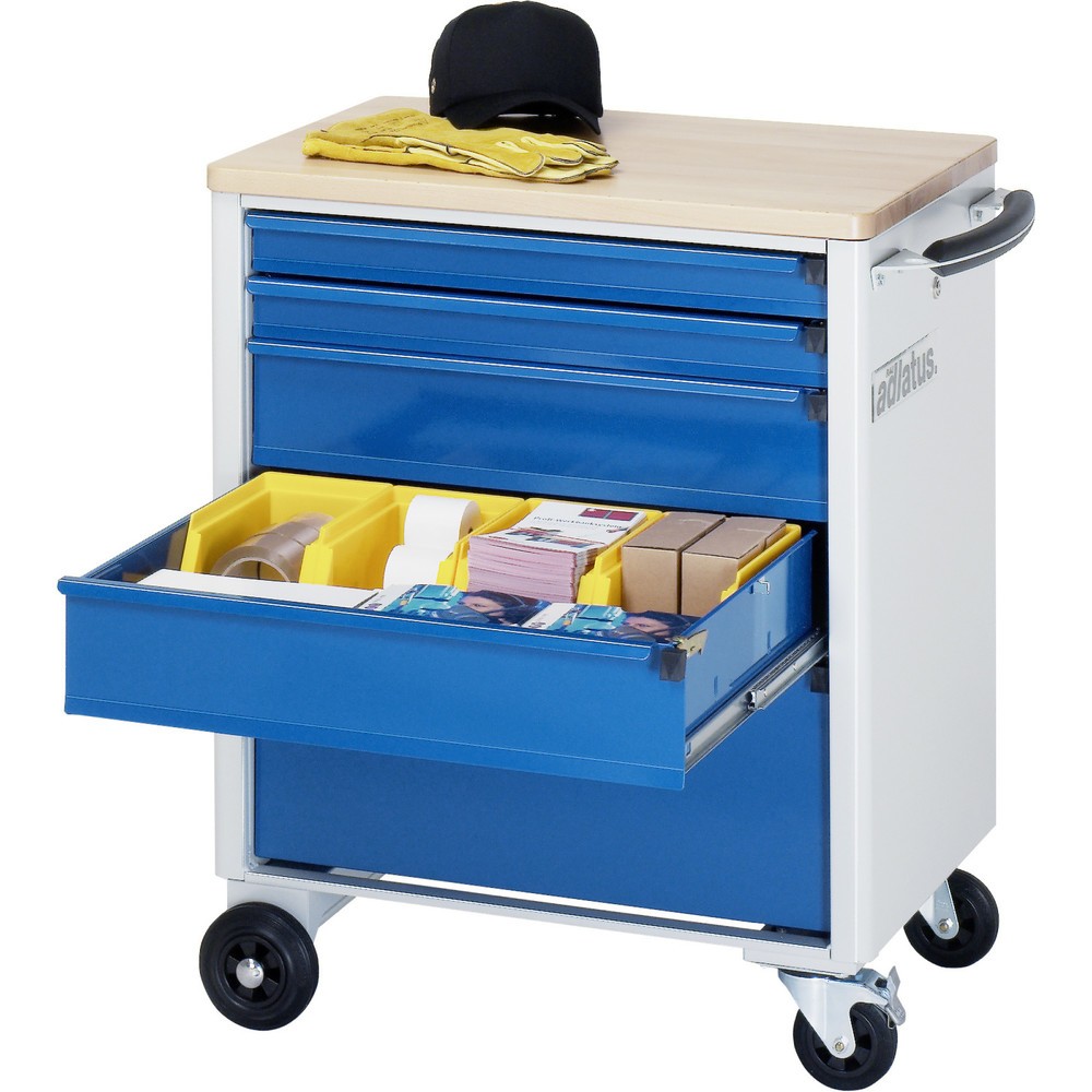 Product afbeelding: Gereedschapswagen RAU serie adlatus 700, hxbxd 860 x 700 x 510 mm, 5 lades 2 x 65, 2 x 130, 1 x 260 mm, beuken werkblad