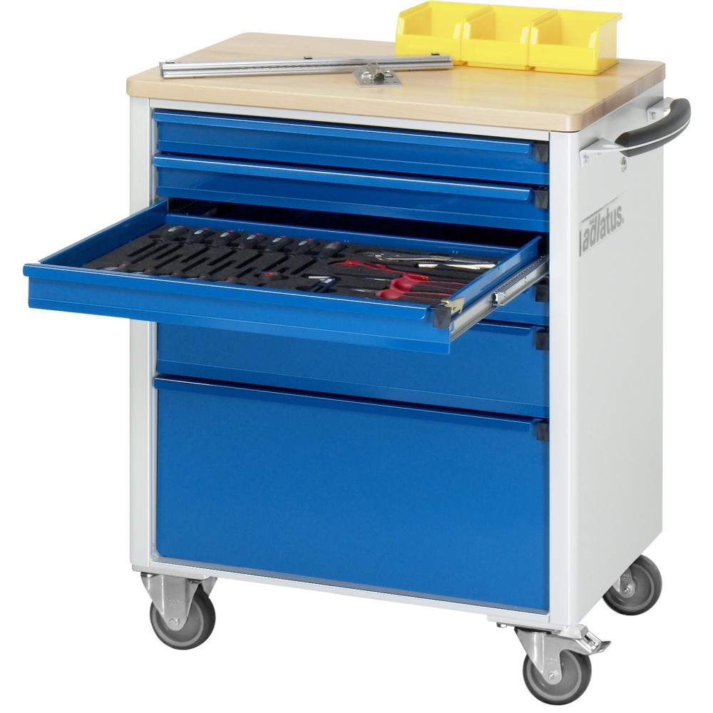 Product afbeelding: Gereedschapswagen RAU serie adlatus 700, hxbxd 860 x 700 x 510 mm, 6 lades 4 x 65, 1 x 130, 1 x 260 mm, beuken werkblad
