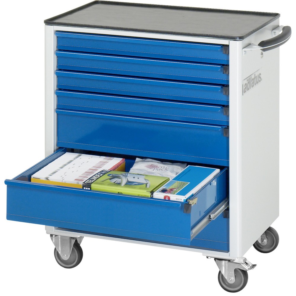 Product afbeelding: Gereedschapswagen RAU serie adlatus 700, hxbxd 860 x 700 x 510 mm, 7 lades 4 x 130, 3 x 260 mm, metalen werkblad