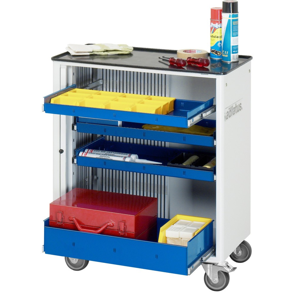 Product afbeelding: Gereedschapswagen RAU serie adlatus 700, hxbxd 860 x 725 x 400 mm, 4 lades 3 x 40, 1 x 105 mm, metalen werkblad