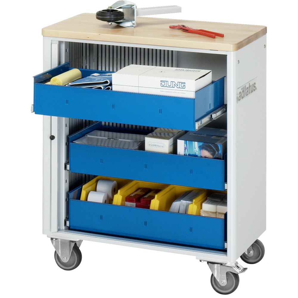 Product afbeelding: Gereedschapswagen RAU serie adlatus 700, hxbxd 860 x 725 x 400 mm, 3 lades 3 x 105 mm, beuken werkblad