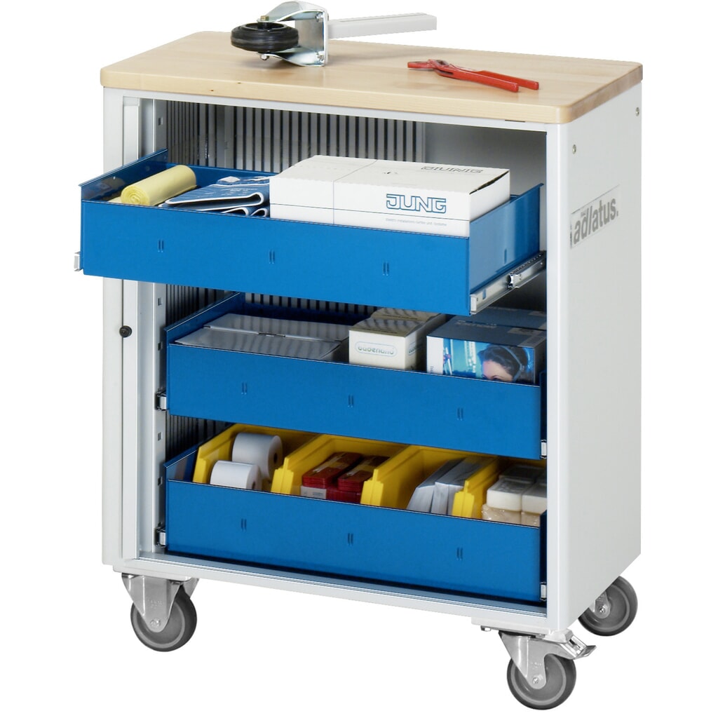 Gereedschapswagen RAU serie adlatus 700, hxbxd 860 x 725 x 400 mm, 3 lades 3 x 105 mm, beuken werkblad Productafbeelding nr. 1: Gereedschapswagen RAU serie adlatus 700, hxbxd 860 x 725 x 400 mm, 3 lades 3 x 105 mm, beuken werkblad