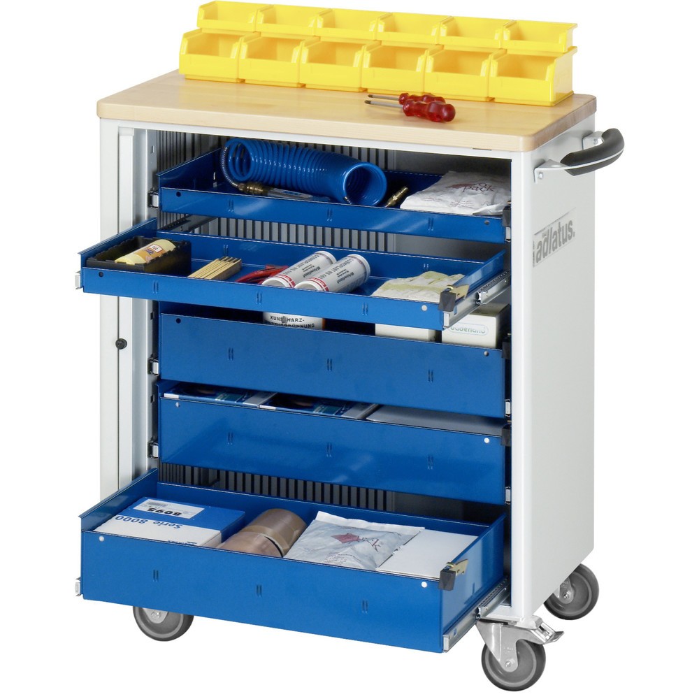 Product afbeelding: Gereedschapswagen RAU serie adlatus 700, hxbxd 860 x 725 x 400 mm, 5 lades 2 x 40, 3 x 105 mm, beuken werkblad