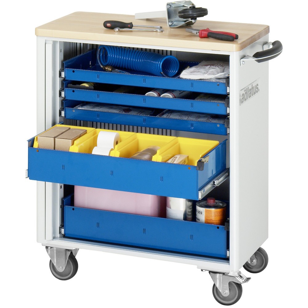 Product afbeelding: Gereedschapswagen RAU serie adlatus 700, hxbxd 860 x 725 x 400 mm, 5 lades 3 x 40, 2 x 105 mm, beuken werkblad