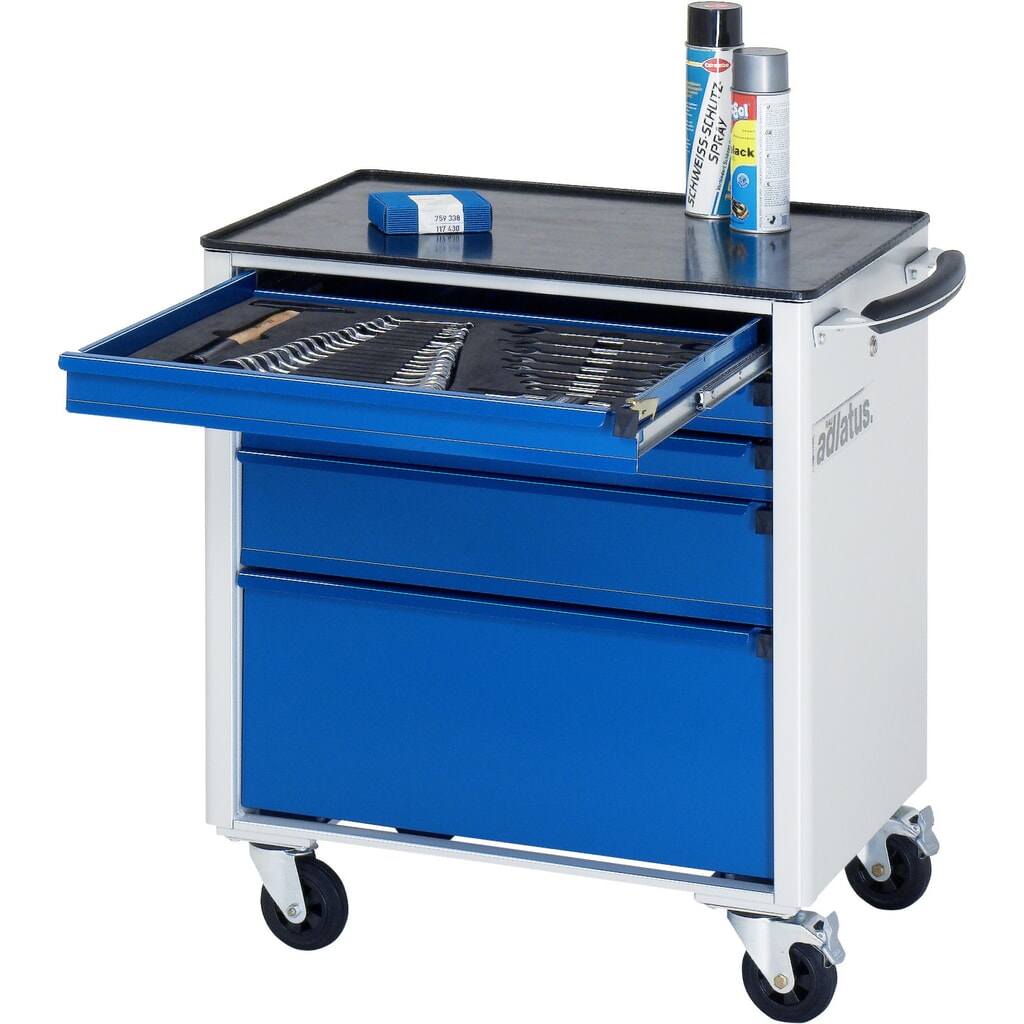 Gereedschapswagen RAU serie adlatus 700, hxbxd 790 x 700 x 510 mm, 5 lades 3 x 65, 1 x 130, 1 x 260 mm, metalen werkblad Product afbeelding: Gereedschapswagen RAU serie adlatus 700, hxbxd 790 x 700 x 510 mm, 5 lades 3 x 65, 1 x 130, 1 x 260 mm, metalen werkblad
