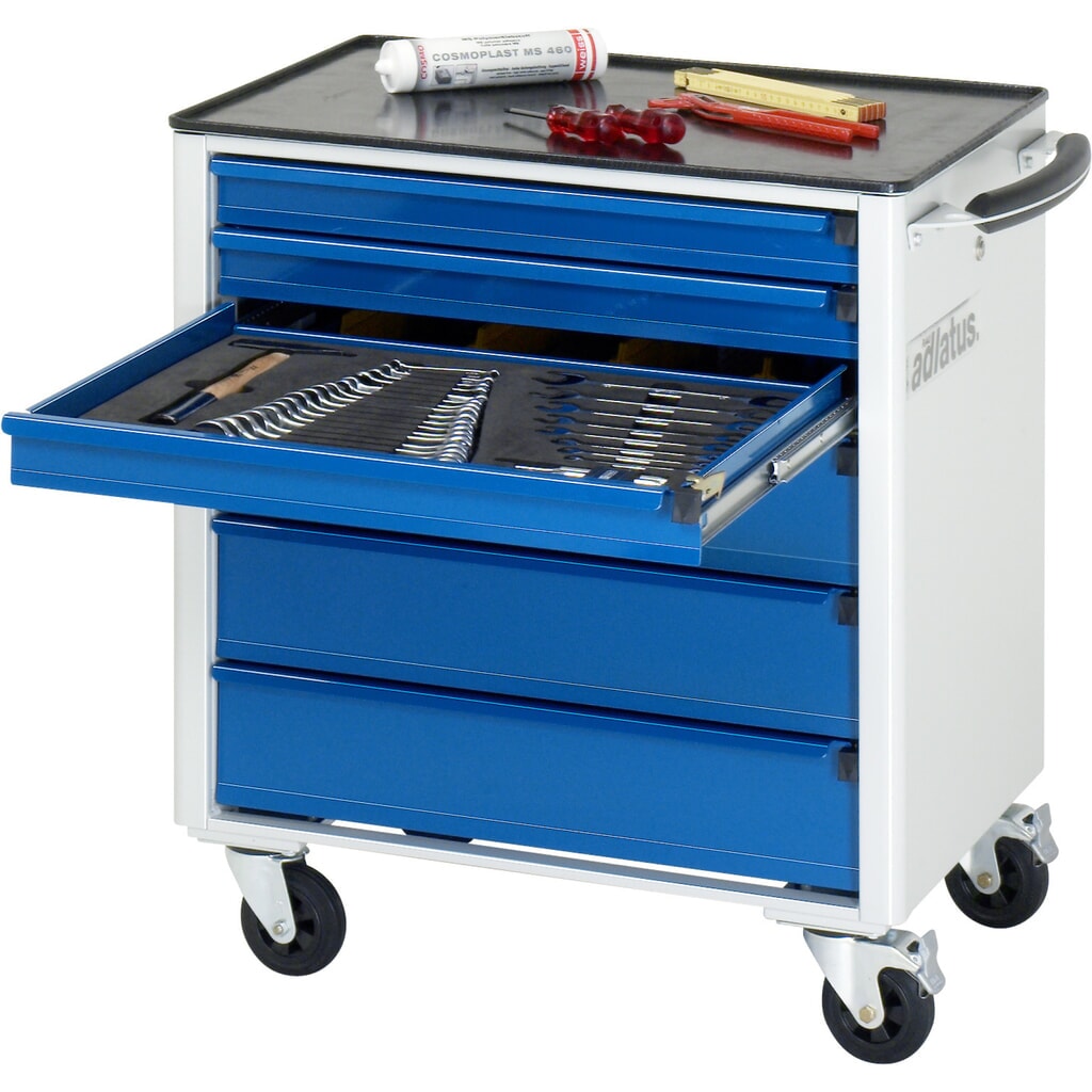 Gereedschapswagen RAU serie adlatus 700, hxbxd 790 x 700 x 510 mm, 6 lades 3 x 65, 3 x 130 mm, metalen werkblad Product afbeelding: Gereedschapswagen RAU serie adlatus 700, hxbxd 790 x 700 x 510 mm, 6 lades 3 x 65, 3 x 130 mm, metalen werkblad