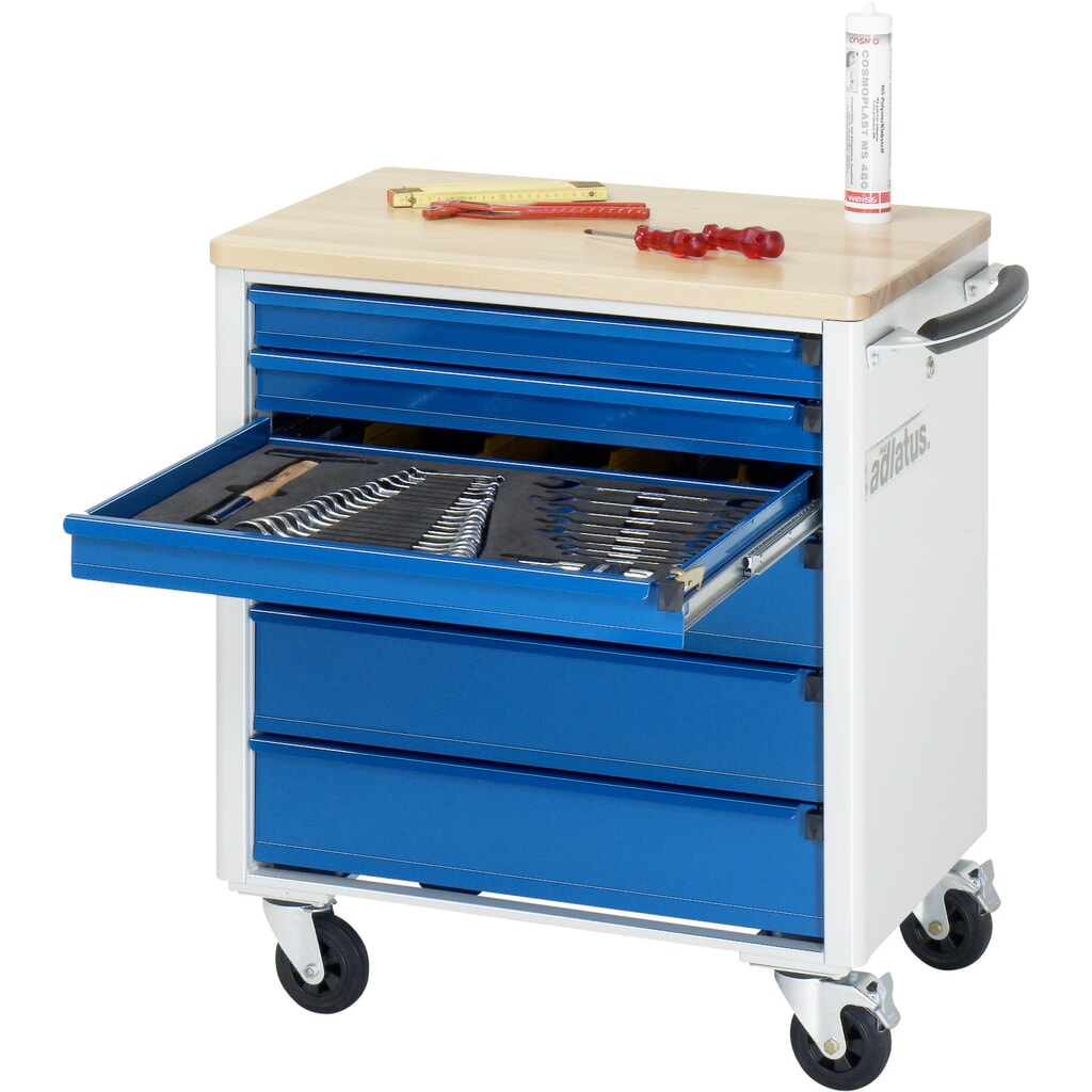Gereedschapswagen RAU serie adlatus 700, hxbxd 790 x 700 x 510 mm, 6 lades 3 x 65, 3 x 130 mm, beuken werkblad Product afbeelding: Gereedschapswagen RAU serie adlatus 700, hxbxd 790 x 700 x 510 mm, 6 lades 3 x 65, 3 x 130 mm, beuken werkblad