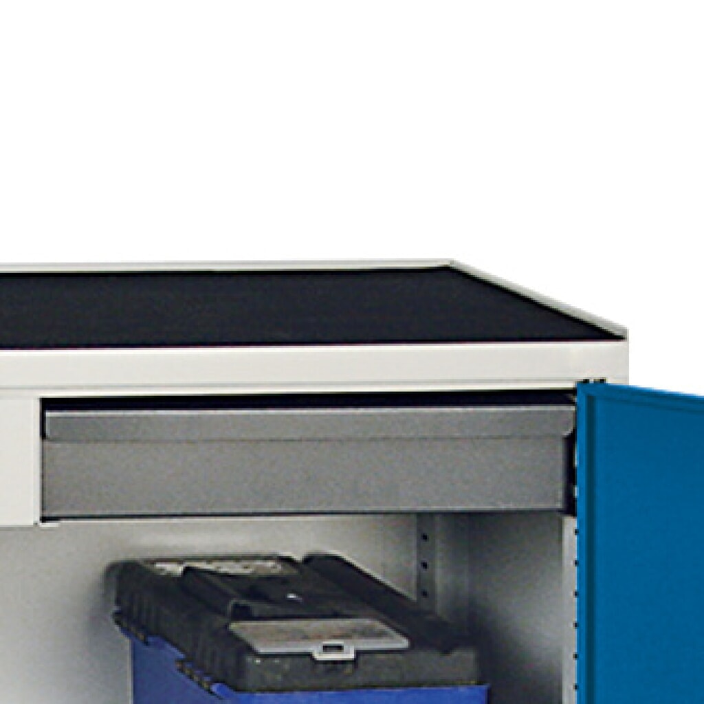 Product afbeelding: Geribbelde rubberbekleding voor werkplaats bijzetkast stumpf®, bxd 500 x 500 mm