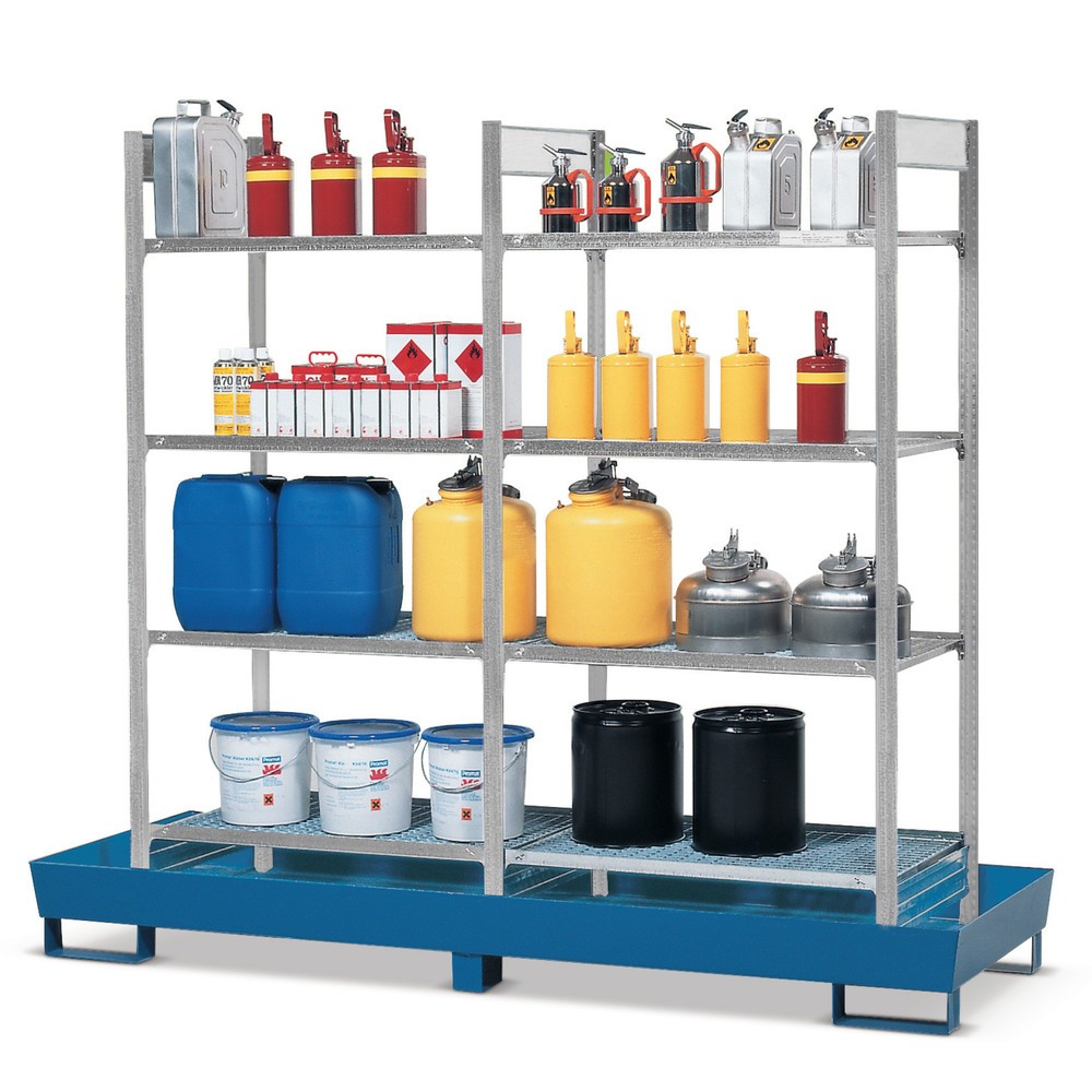 Product afbeelding: Opslagniveau voor stelling voor gevaarlijke stoffen asecos®, voor waterverontreinigende en ontvlambare vloeistoffen, met stationaire lekbak, breedte 2.060 mm