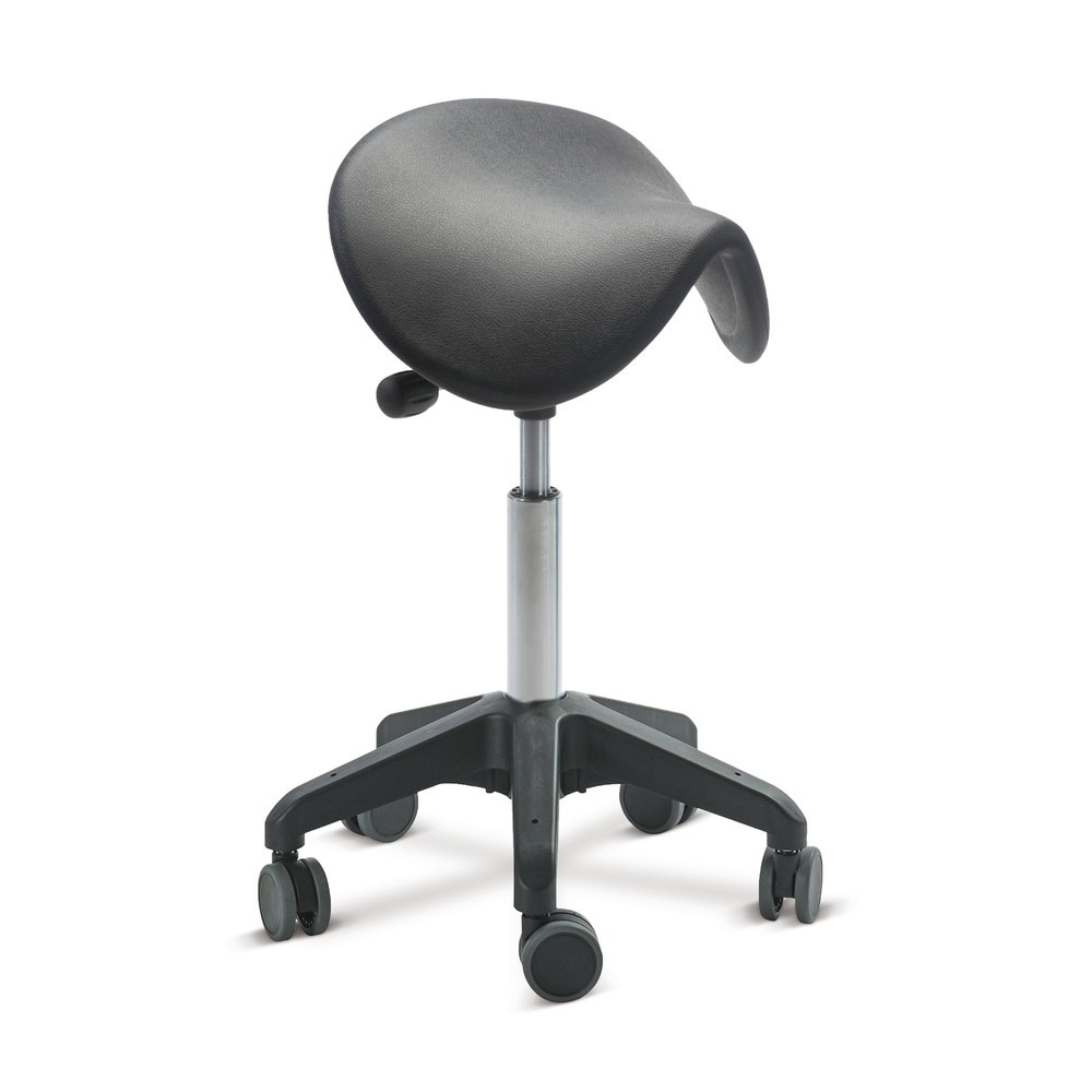 Product afbeelding: Global Stole A/S Kruk Ergonomic, PU-zadelzitting, zithoogte 480-550 mm, wielen, zwart