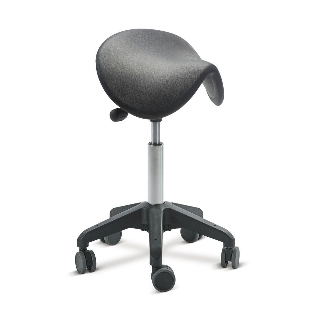 Product afbeelding: Global Stole A/S Kruk Ergonomic, PU-zadelzitting, zithoogte 480-550 mm, wielen, zwart