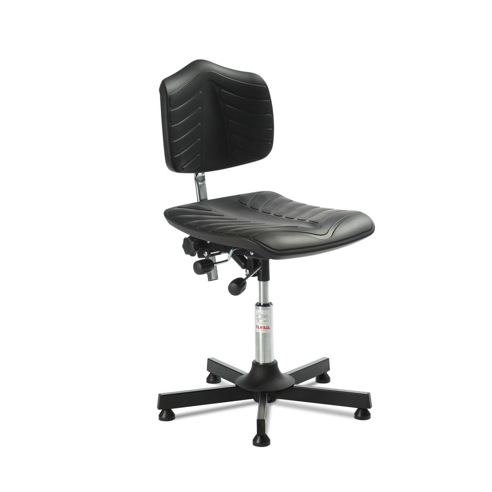 Product afbeelding: Global Stole A/S Werkdraaistoel Premium, voorgevormde zitting van PU-schuim supersoft, zithoogte  520-650 mm, vloerglijders, stalen onderstel