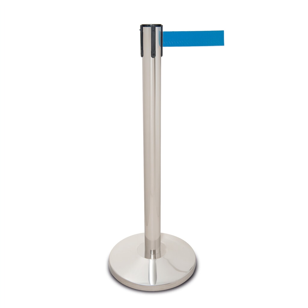 Riemstandaard MORION van roestvrij staal, lintlengte 2,5 m, blauw Product afbeelding: Riemstandaard MORION van roestvrij staal, lintlengte 2,5 m, blauw