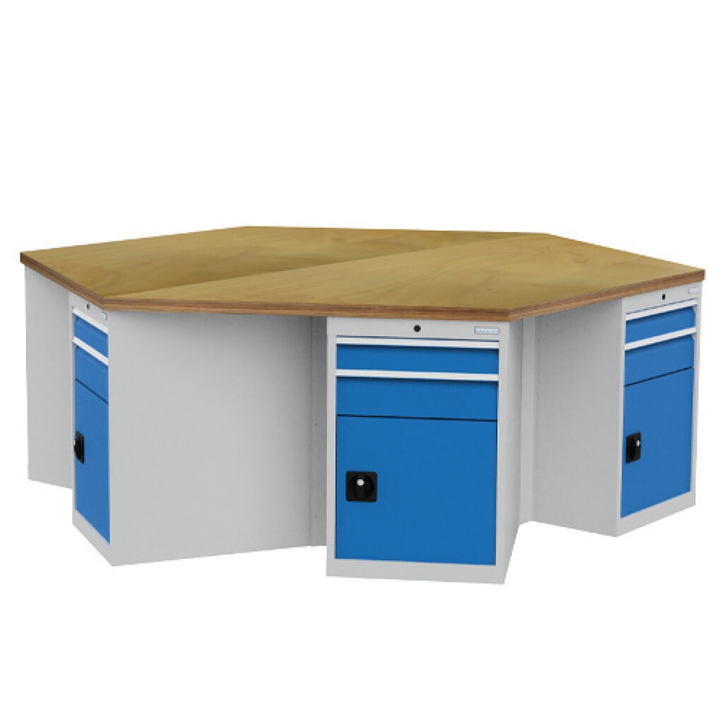 Groepswerkbank Bedrunka+Hirth R 18-24, met 12 lades, hxbxd 859 x 2.500 x 2.165 mm, lichtgrijs, lichtblauw Product afbeelding: Groepswerkbank Bedrunka+Hirth R 18-24, met 12 lades, hxbxd 859 x 2.500 x 2.165 mm, lichtgrijs, lichtblauw