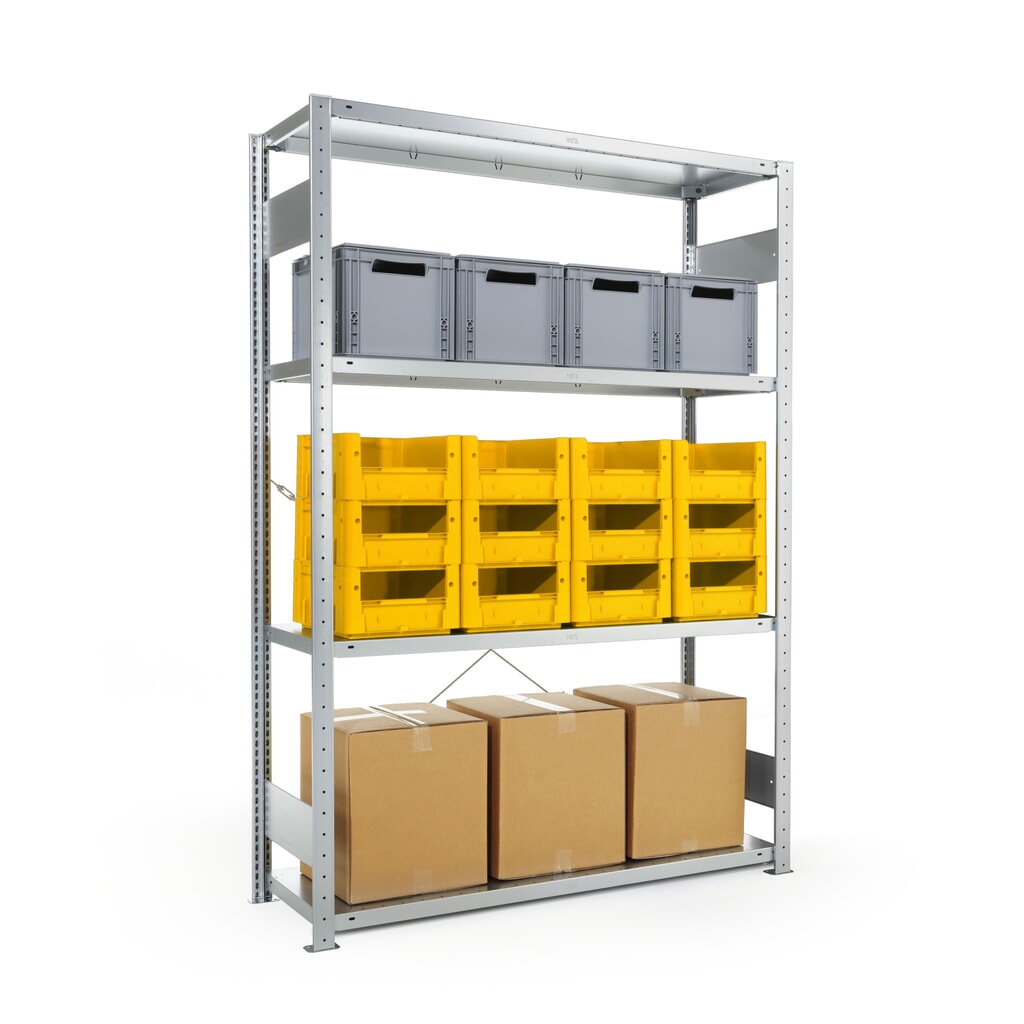 Grootvakstelling META, eenzijdig, BV, verzinkt, hxbxd 2.000 x 1.300 x 300 mm Product afbeelding: Grootvakstelling META, eenzijdig, BV, verzinkt, hxbxd 2.000 x 1.300 x 300 mm