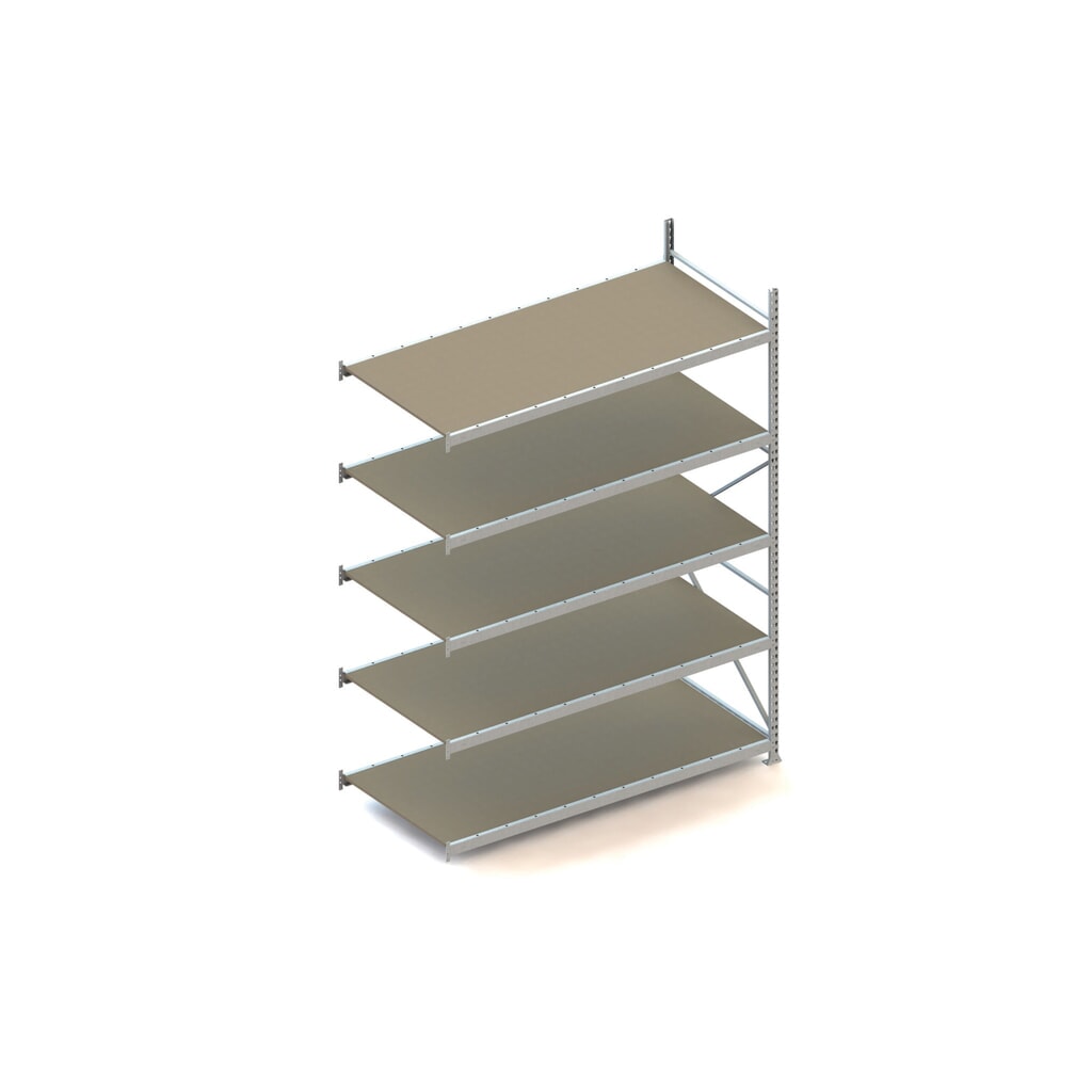 Grootvakstelling META, met spaanplaten, vaklast 600 kg, AE, hxbxd 3.000 x 2.200 x 1.050 mm Product afbeelding: Grootvakstelling META, met spaanplaten, vaklast 600 kg, AE, hxbxd 3.000 x 2.200 x 1.050 mm