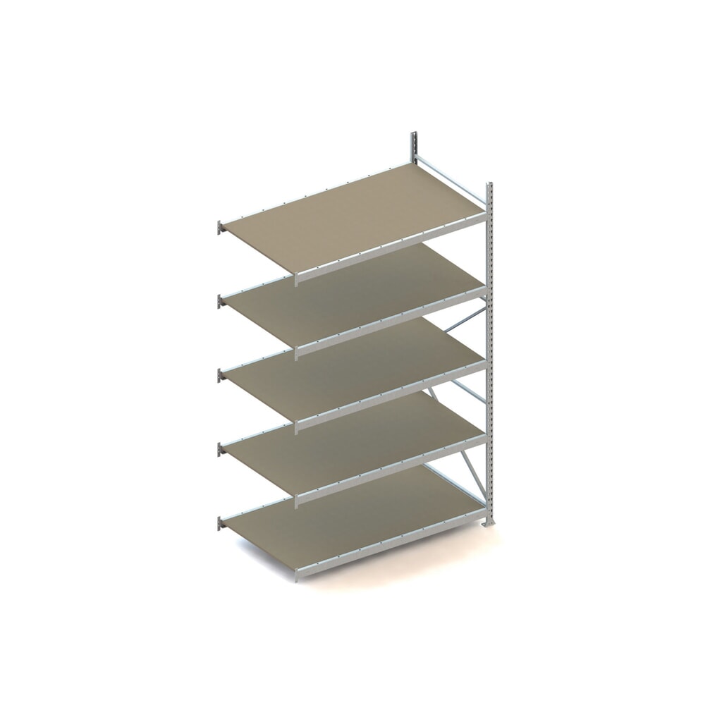 Grootvakstelling META, met spaanplaten, vaklast 600 kg, AE, hxbxd 3.000 x 1.800 x 1.050 mm Product afbeelding: Grootvakstelling META, met spaanplaten, vaklast 600 kg, AE, hxbxd 3.000 x 1.800 x 1.050 mm