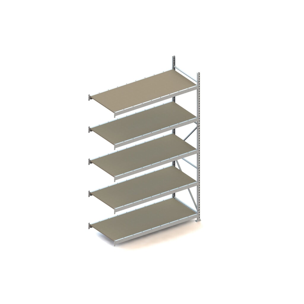 Grootvakstelling META, met spaanplaten, vaklast 600 kg, AE, hxbxd 3.000 x 1.800 x 800 mm Product afbeelding: Grootvakstelling META, met spaanplaten, vaklast 600 kg, AE, hxbxd 3.000 x 1.800 x 800 mm