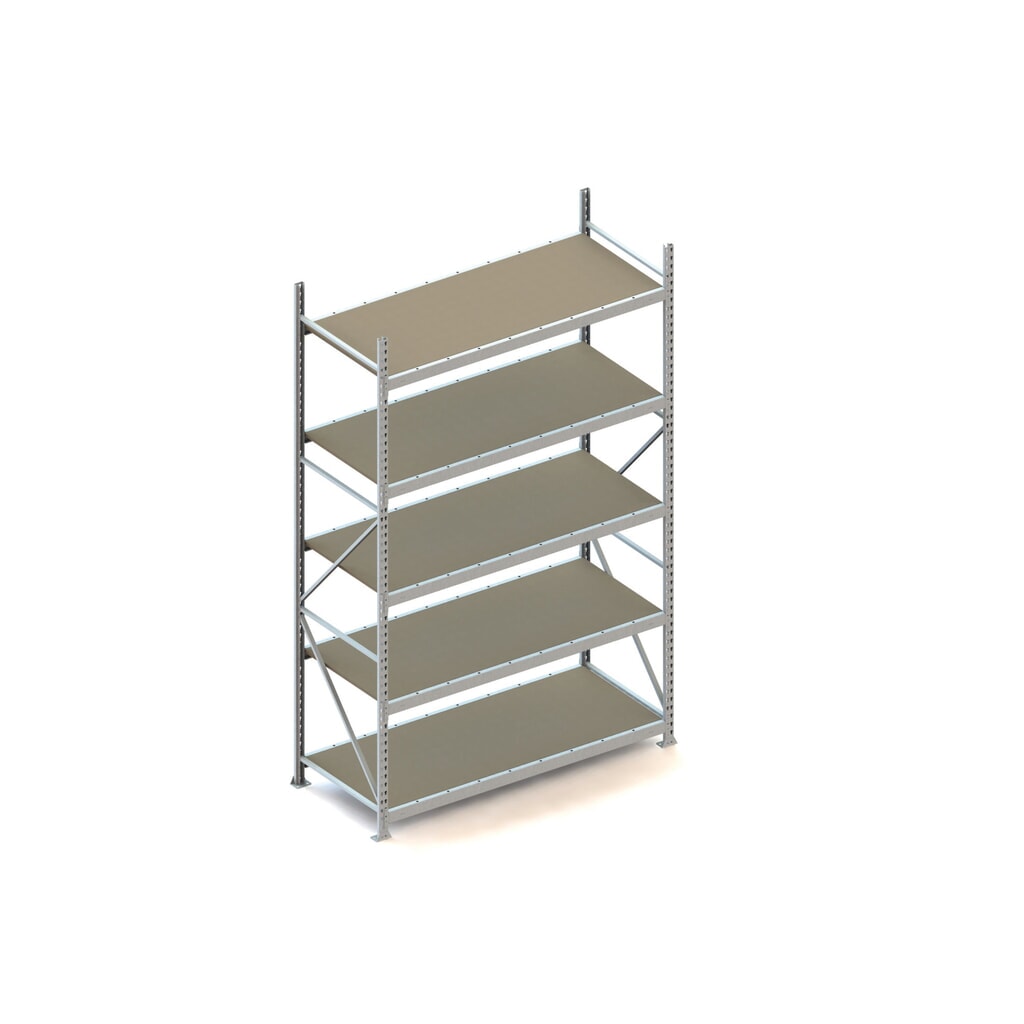 Grootvakstelling META, met spaanplaten, vaklast 600 kg, BE, hxbxd 3.000 x 1.800 x 800 mm Product afbeelding: Grootvakstelling META, met spaanplaten, vaklast 600 kg, BE, hxbxd 3.000 x 1.800 x 800 mm