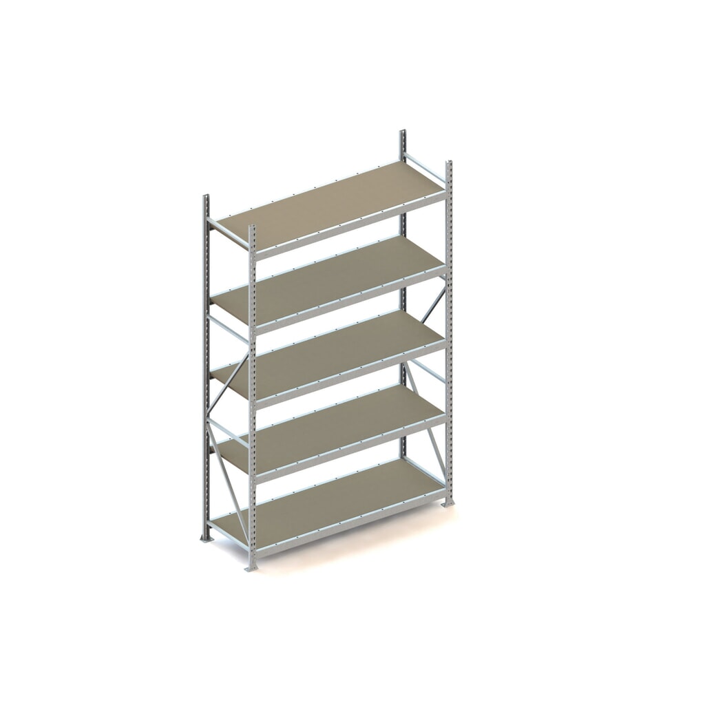 Grootvakstelling META, met spaanplaten, vaklast 600 kg, BE, hxbxd 3.000 x 1.800 x 650 mm Product afbeelding: Grootvakstelling META, met spaanplaten, vaklast 600 kg, BE, hxbxd 3.000 x 1.800 x 650 mm