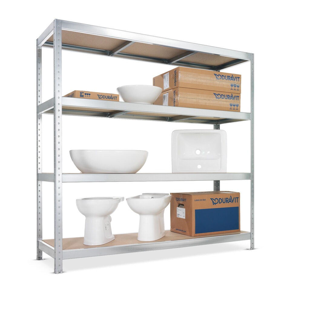 Grootvakstelling META, met spaanplaten, vaklast 500 kg, hxbxd 1.970 x 1.700 x 400 mm Product afbeelding: Grootvakstelling META, met spaanplaten, vaklast 500 kg, hxbxd 1.970 x 1.700 x 400 mm