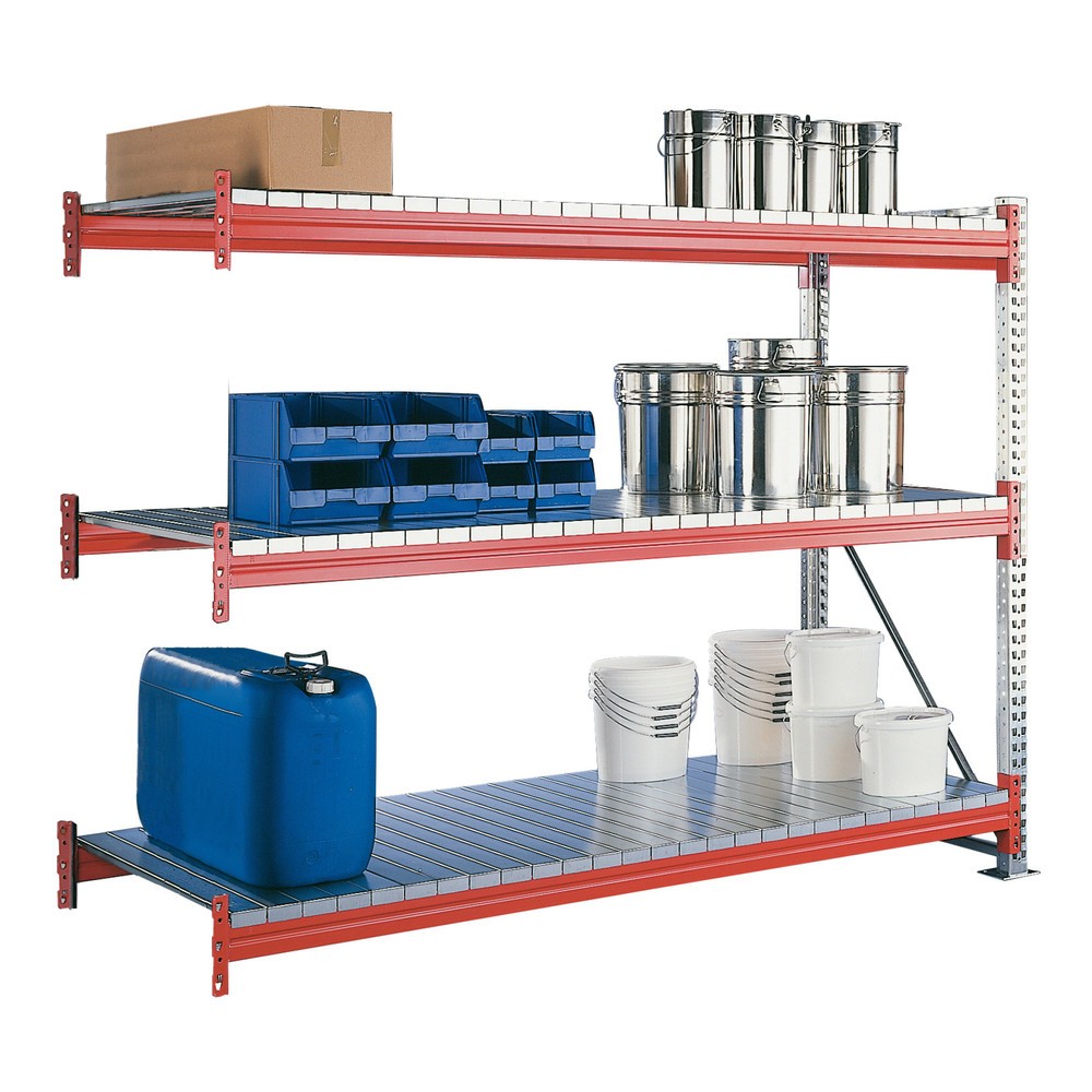 Product afbeelding: Grootvakstelling META, met staalpanelen, AV, verzinkt/roodoranje, hxbxd 2.200 x 2.225 x 800 mm