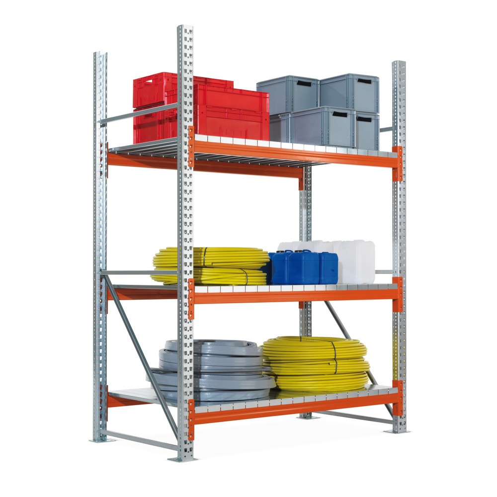 Product afbeelding: Grootvakstelling META, met staalpanelen, basisveld, verzinkt/roodoranje, hxbxd 2.200 x 1.825 x 1.100 mm