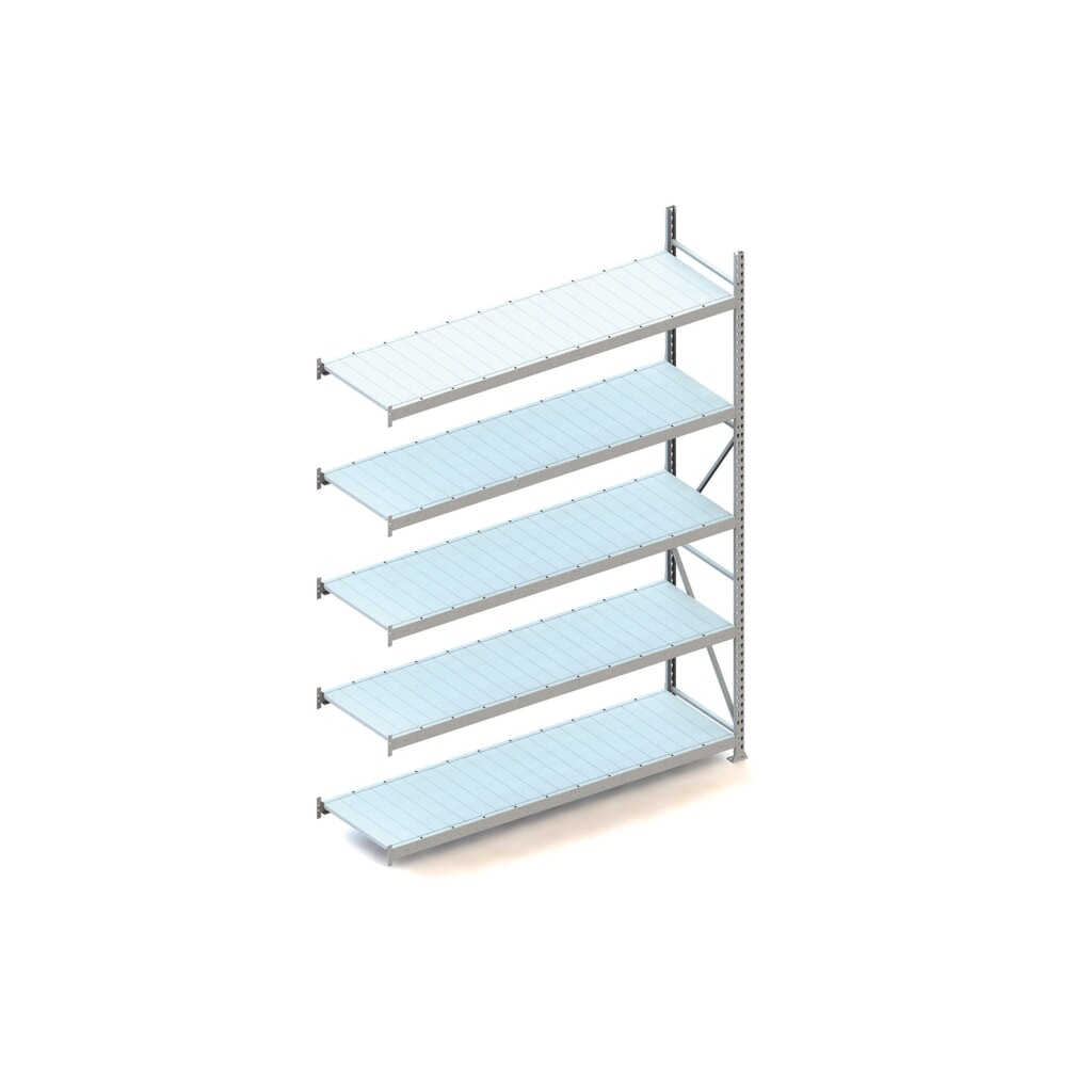 Grootvakstelling META, met stalen panelen, vaklast 600 kg, AE, hxbxd 3.000 x 2.200 x 650 mm Product afbeelding: Grootvakstelling META, met stalen panelen, vaklast 600 kg, AE, hxbxd 3.000 x 2.200 x 650 mm