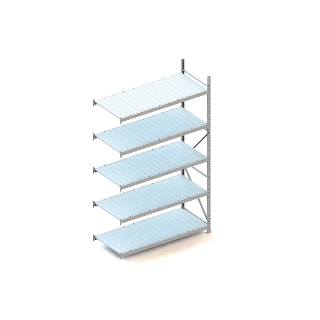 Grootvakstelling META, met stalen panelen, vaklast 600 kg, AE, hxbxd 3.000 x 1.800 x 800 mm Product afbeelding: Grootvakstelling META, met stalen panelen, vaklast 600 kg, AE, hxbxd 3.000 x 1.800 x 800 mm