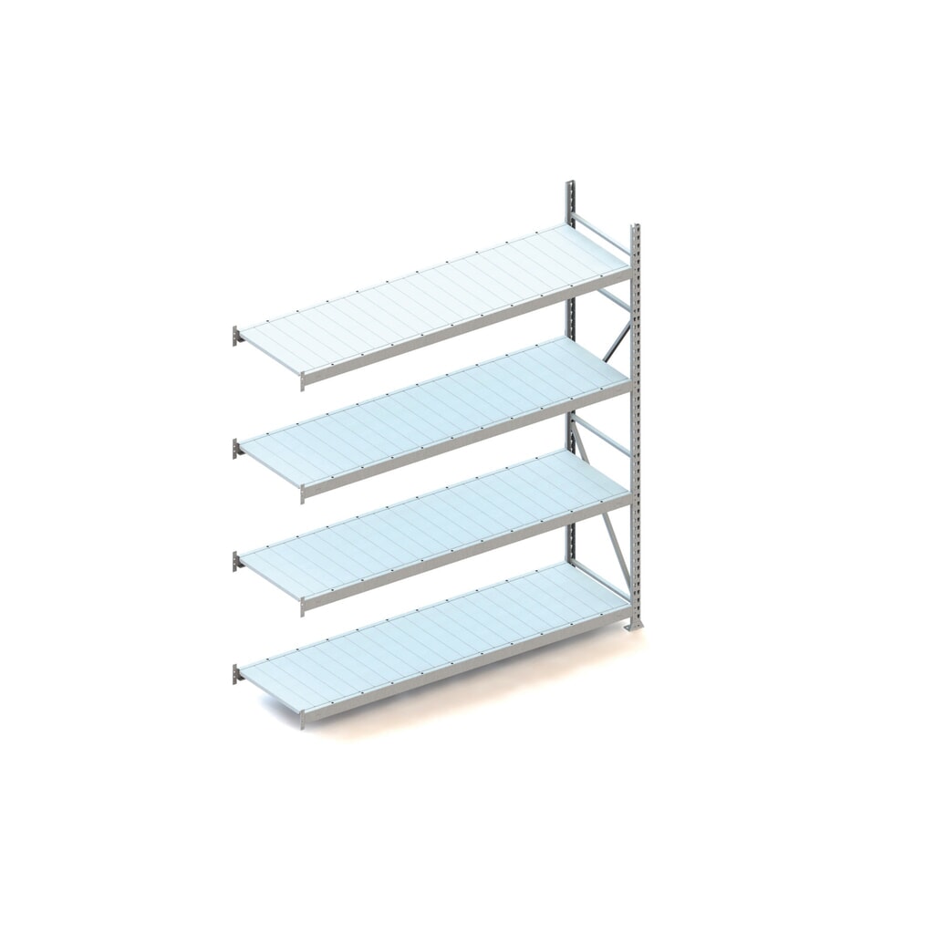 Grootvakstelling META, met stalen panelen, vaklast 600 kg, AE, hxbxd 2.500 x 2.200 x 650 mm Product afbeelding: Grootvakstelling META, met stalen panelen, vaklast 600 kg, AE, hxbxd 2.500 x 2.200 x 650 mm