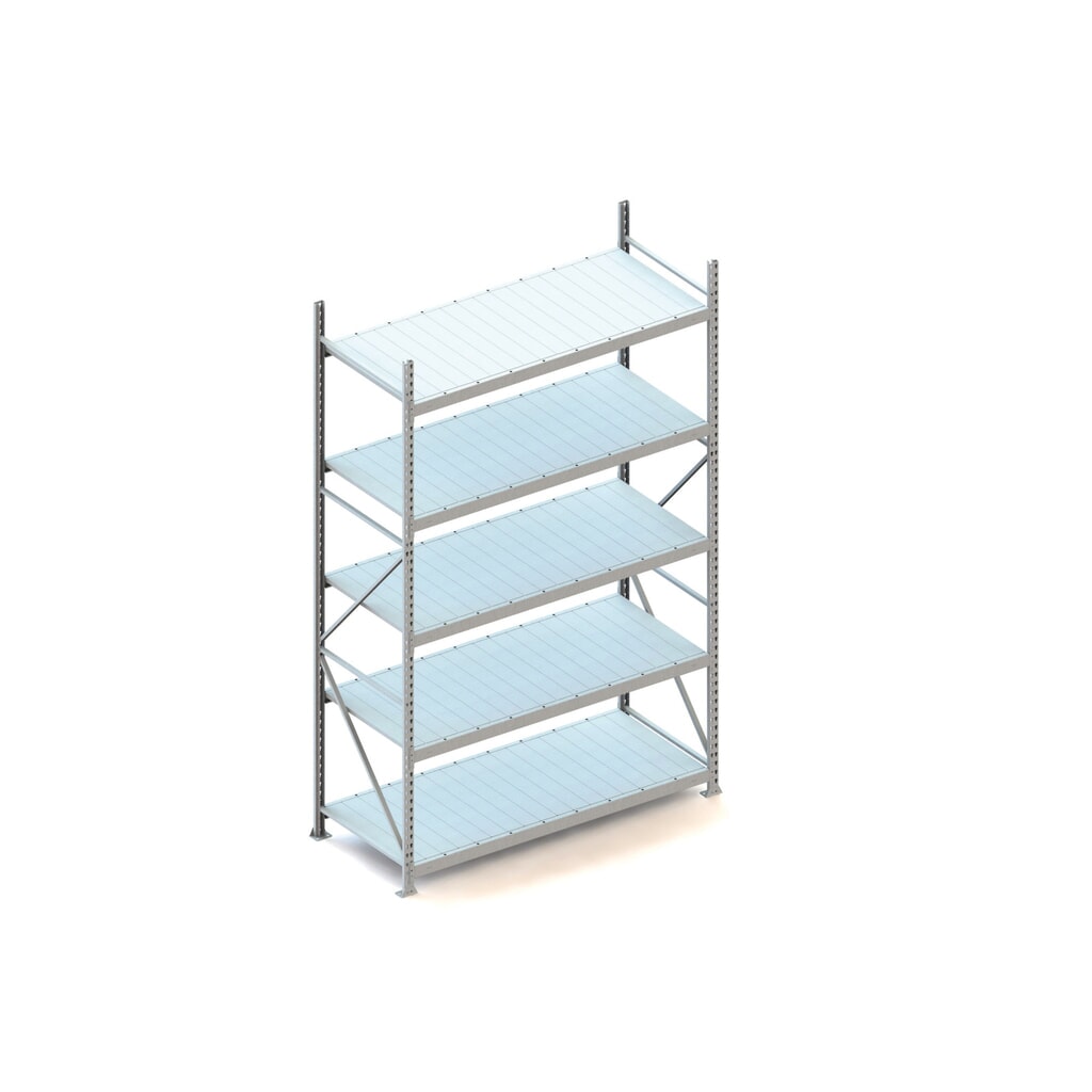 Grootvakstelling META, met stalen panelen, vaklast 600 kg, BE, hxbxd 3.000 x 1.800 x 800 mm Product afbeelding: Grootvakstelling META, met stalen panelen, vaklast 600 kg, BE, hxbxd 3.000 x 1.800 x 800 mm