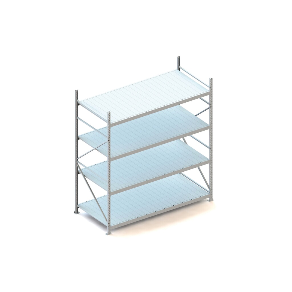 Grootvakstelling META, met stalen panelen, vaklast 600 kg, BE, hxbxd 2.500 x 2.200 x 1.050 mm Product afbeelding: Grootvakstelling META, met stalen panelen, vaklast 600 kg, BE, hxbxd 2.500 x 2.200 x 1.050 mm