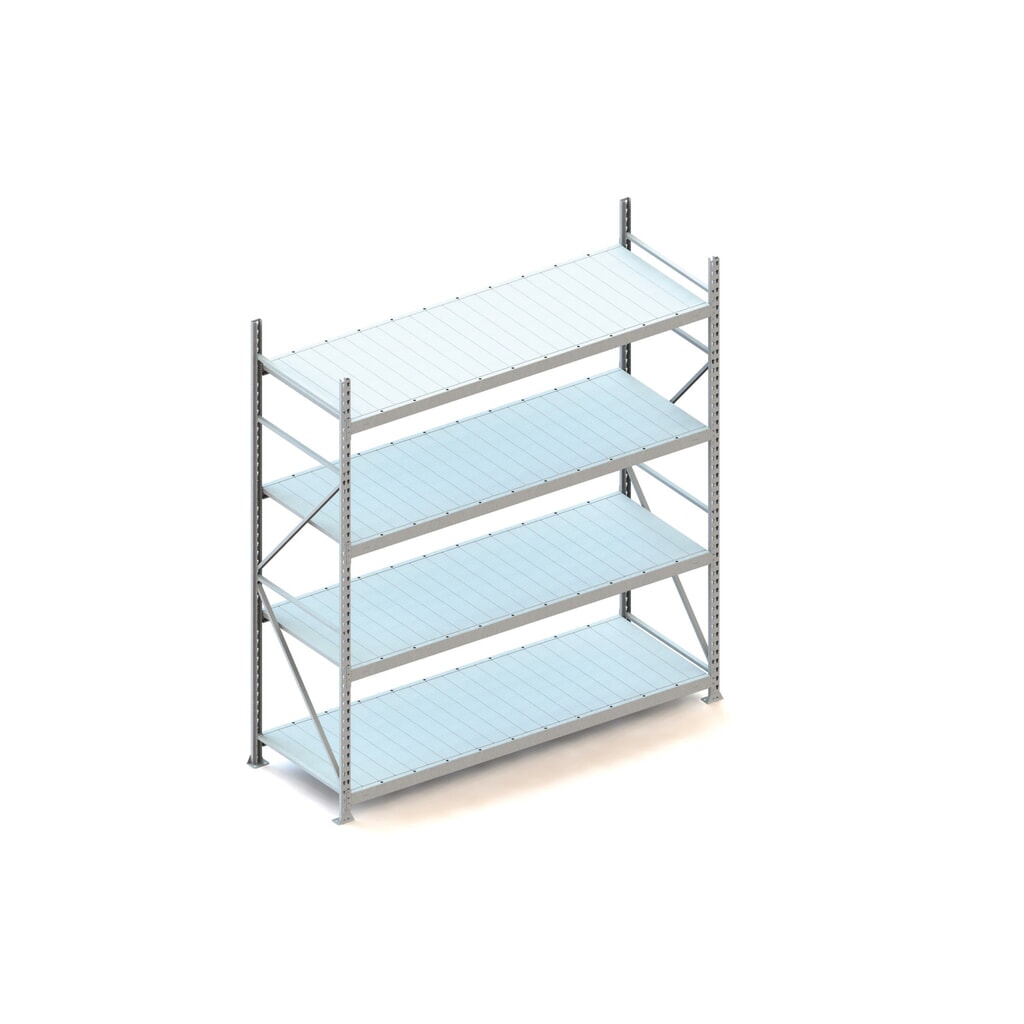 Grootvakstelling META, met stalen panelen, vaklast 600 kg, BE, hxbxd 2.500 x 2.200 x 800 mm Product afbeelding: Grootvakstelling META, met stalen panelen, vaklast 600 kg, BE, hxbxd 2.500 x 2.200 x 800 mm
