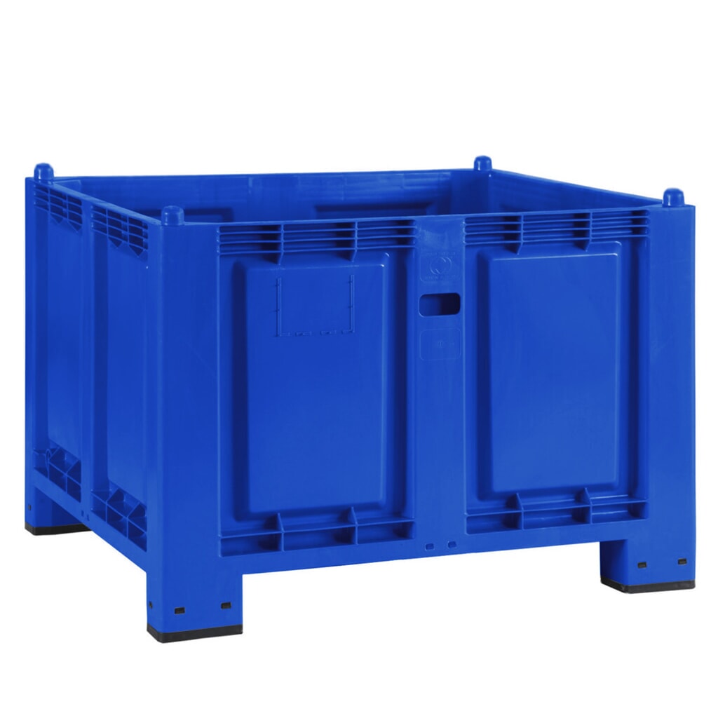 Grote bak van polypropyleen, 550 liter, met poten, blauw Product afbeelding: Grote bak van polypropyleen, 550 liter, met poten, blauw