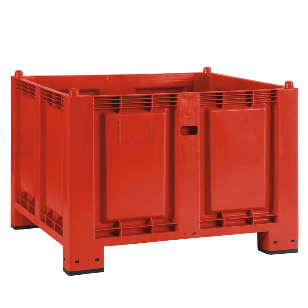 Product afbeelding: Grote bak van polypropyleen, 550 liter, met poten, rood