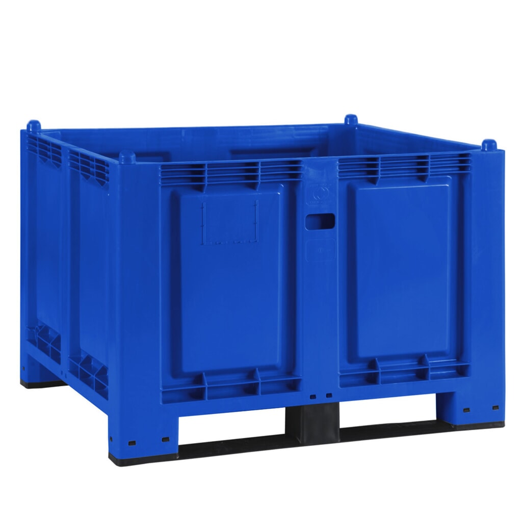 Grote bak van polypropyleen, 550 liter, met traversen, blauw Product afbeelding: Grote bak van polypropyleen, 550 liter, met traversen, blauw