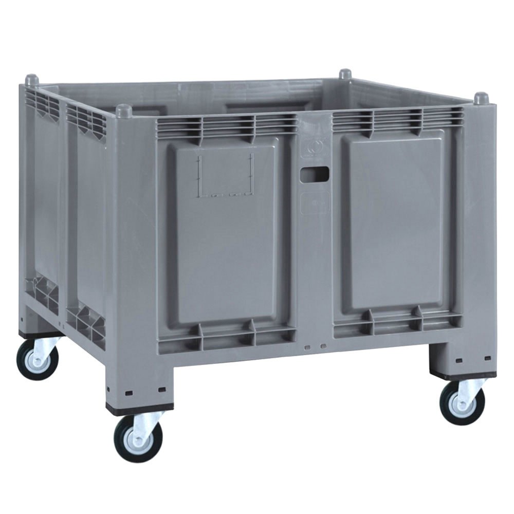 Product afbeelding: Grote bak van polypropyleen, 550 liter, met wielen, grijs