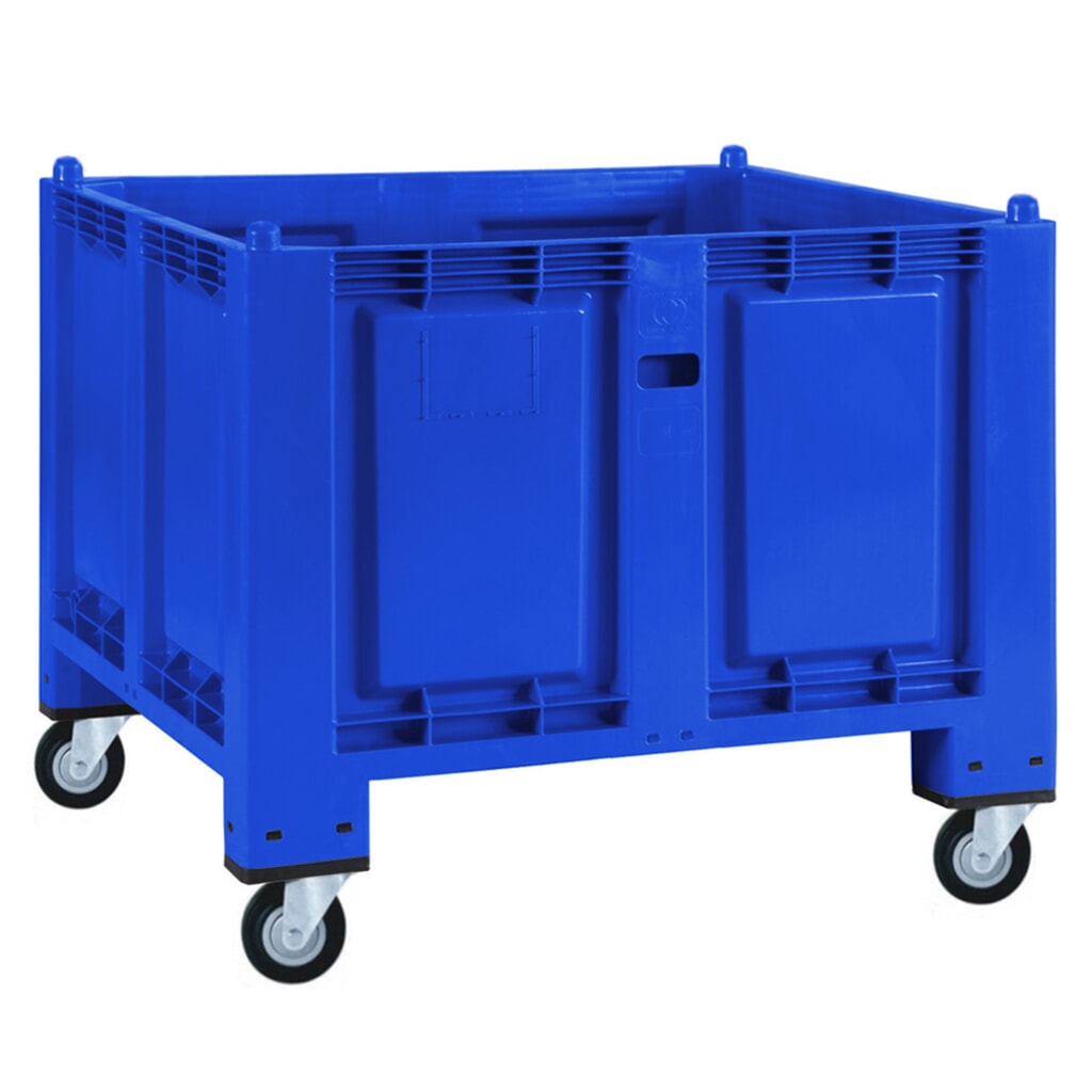 Product afbeelding: Grote bak van polypropyleen, 550 liter, met wielen, blauw