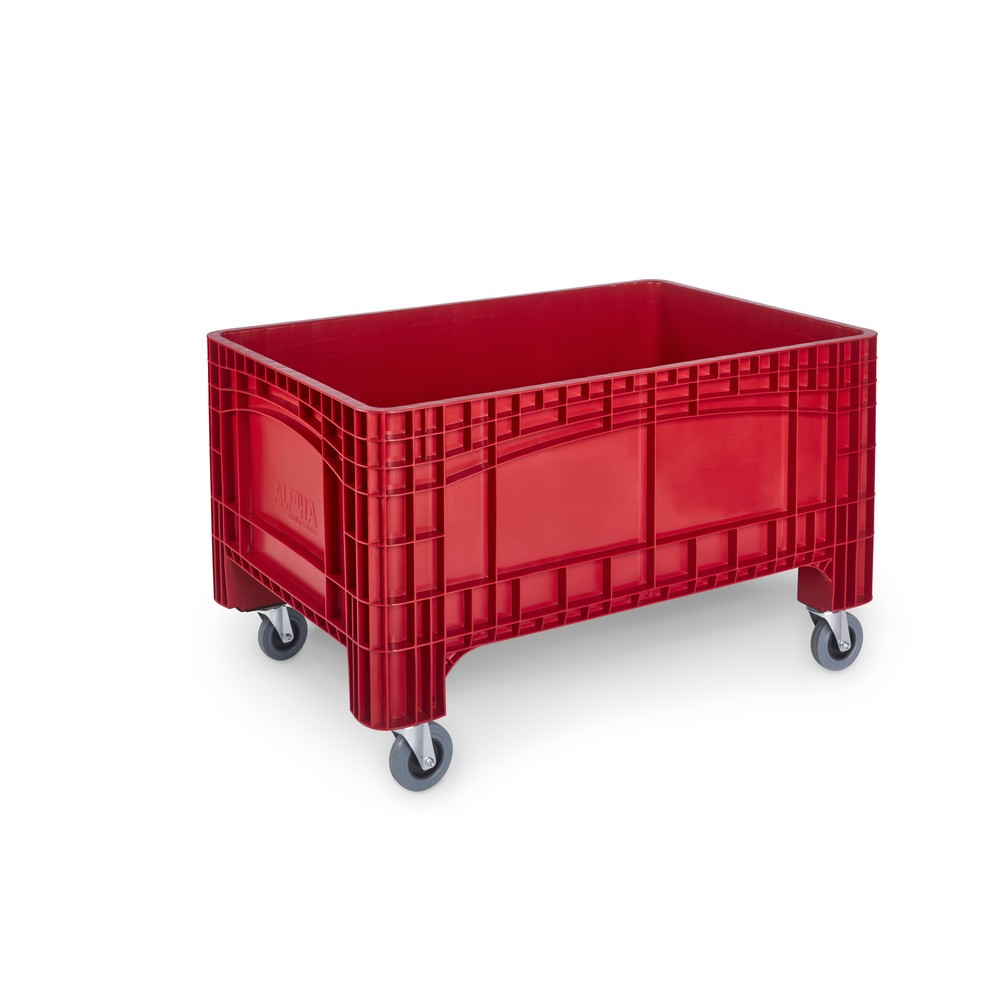 Product afbeelding: Grote container L, hxbxd 800 x 1.200 x 580 mm, 354 liter, 4 zwenkwielen met rem, rood