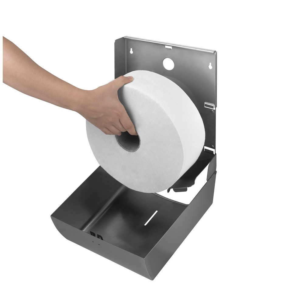 Productafbeelding nr. 2: Grote roldispenser Air-Wolf voor 1 grote rol geborsteld roestvrij staal