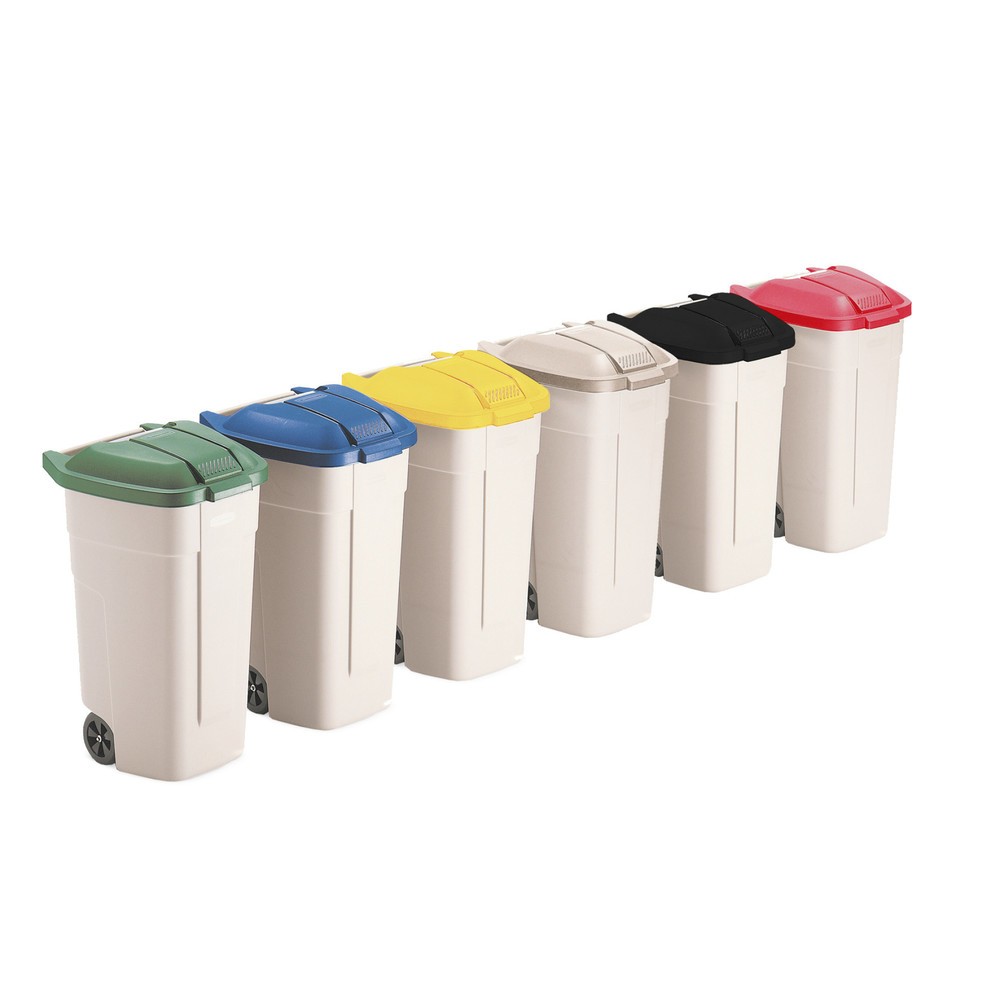 Product afbeelding: Grote vuilnisbak Rubbermaid®, 100 liter, met wielen, deksel geel