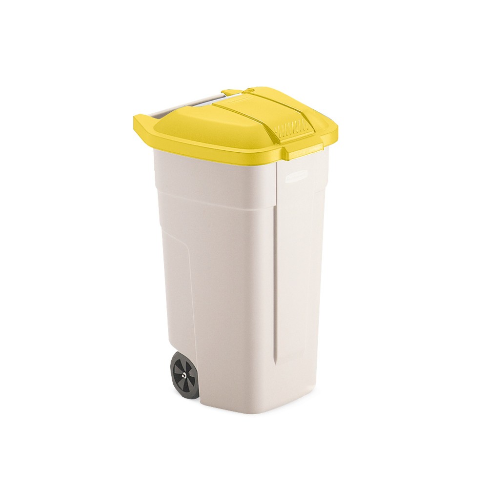 Productafbeelding nr. 2: Grote vuilnisbak Rubbermaid®, 100 liter, met wielen, deksel geel