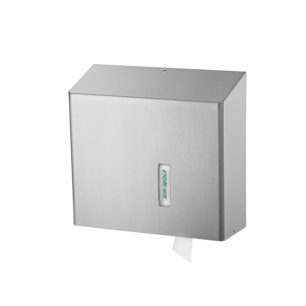 Grote wc-roldispenser Air-Wolf geborsteld roestvrij staal Product afbeelding: Grote wc-roldispenser Air-Wolf geborsteld roestvrij staal