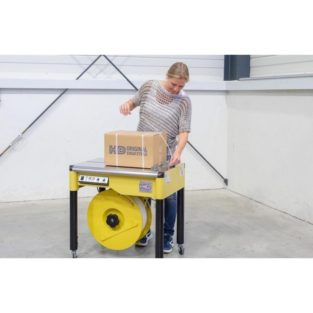 Productafbeelding nr. 7: Halfautomatische omsnoeringsmachine HDS-25, verrijdbaar met zwenkwielen, voor bandbreedte 12 mm