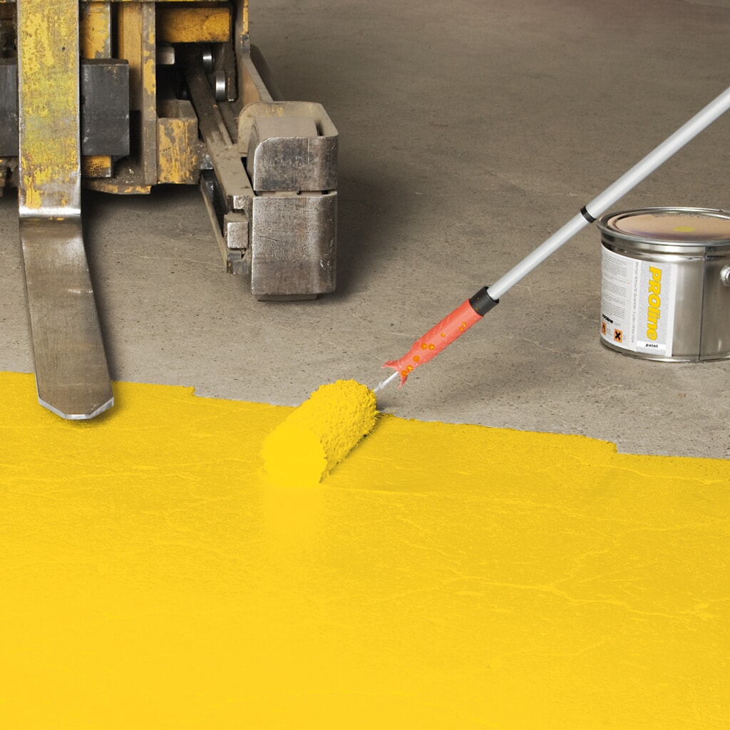 Halvloercoating PROline-paint voor zware belasting, 5 l, zijdeglans, RAL 1003 signaalgeel Product afbeelding: Halvloercoating PROline-paint voor zware belasting, 5 l, zijdeglans, RAL 1003 signaalgeel