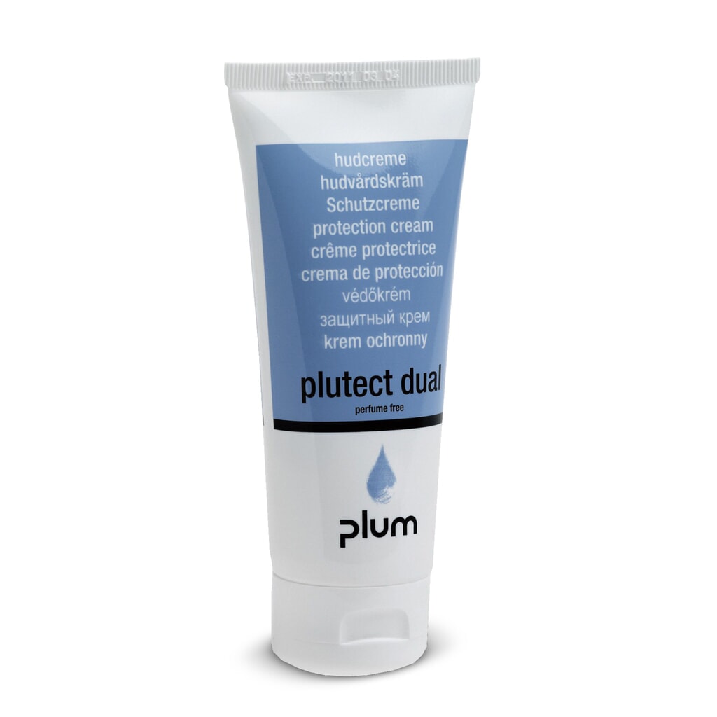 Handbeschermingscrème plum Plutect Dual, tube van 100 ml Product afbeelding: Handbeschermingscrème plum Plutect Dual, tube van 100 ml