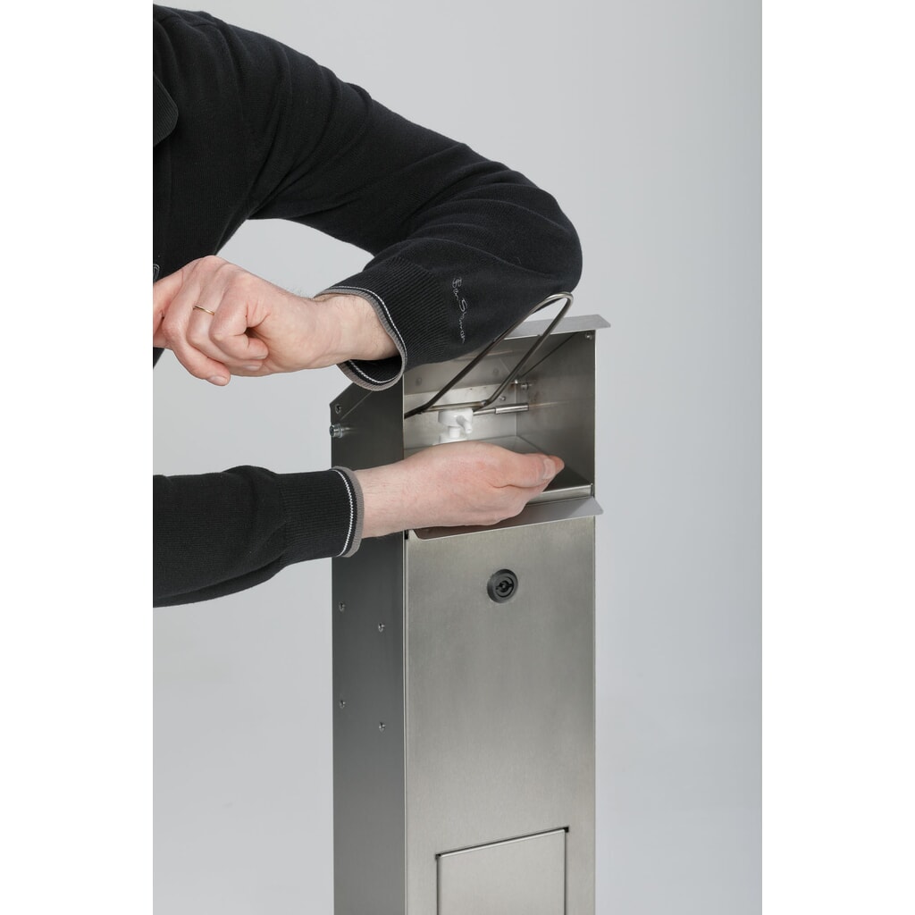 Handdesinfectiedispenser VAR® HDS 115, vloermontage, roestvrij staal Productafbeelding nr. 2: Handdesinfectiedispenser VAR® HDS 115, vloermontage, roestvrij staal